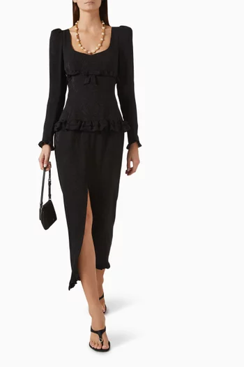 Jacquard Midi Dress in Silk