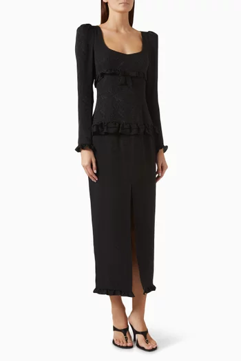 Jacquard Midi Dress in Silk