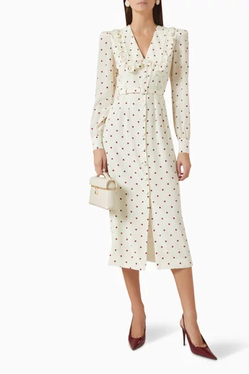 Polka-dot Midi Dress in Silk