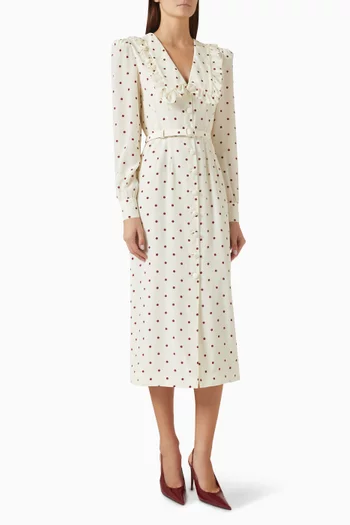 Polka-dot Midi Dress in Silk