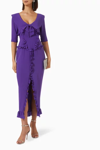 Ruffle Dress in Silk Crepe De Chine