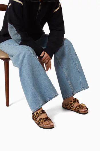 Arizona Sandals in Leopard-print Fur
