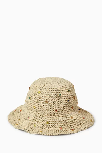 Polly Embellished Hat in Straw