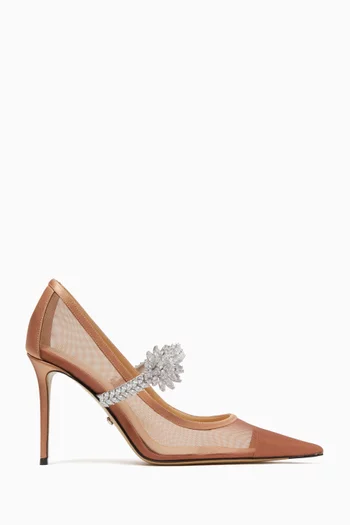 Lotus Flower 95 Jewelled Pumps in Fishnet Mesh