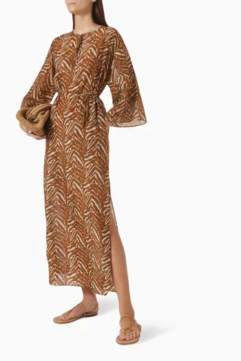 Jovana Printed Kaftan in Cotton Blend