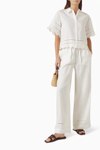 Juni Scallop-hem Shirt in Linen