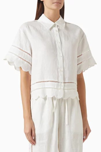 Juni Scallop-hem Shirt in Linen