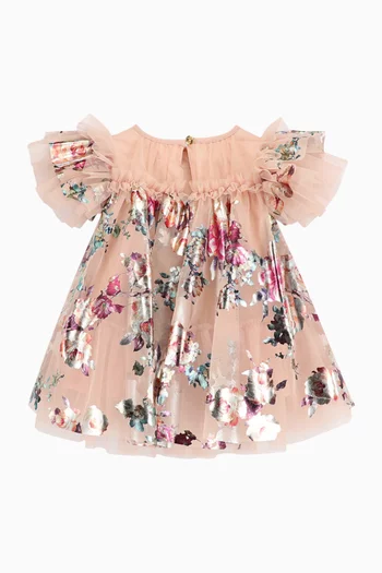 Doris Foil Floral Dress in Tulle