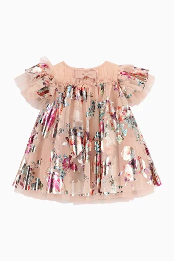 Doris Foil Floral Dress in Tulle