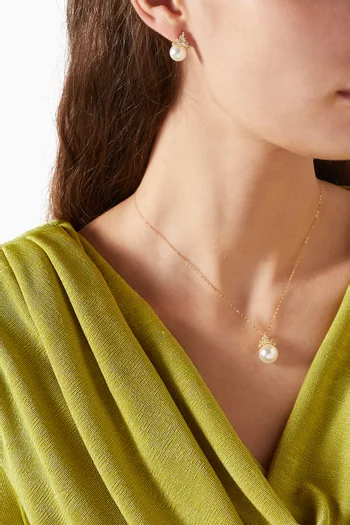 Eleanor Pearl Drop Necklace & Earrings Set in 18kt Gold-plated Silver