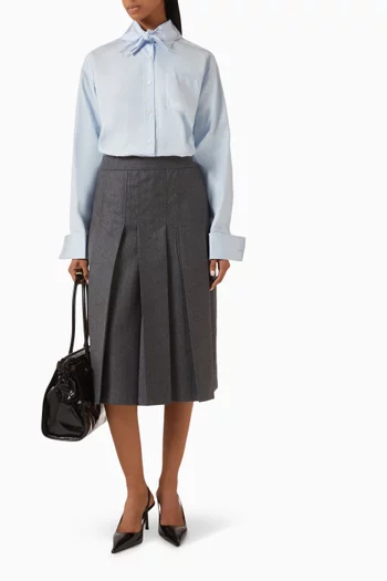Scarf-detail Shirt in Cotton Poplin