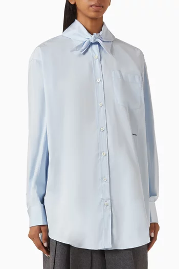 Scarf-detail Shirt in Cotton Poplin
