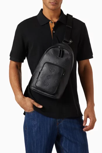 Aren Sling Bag in Embossed Monogram Leather