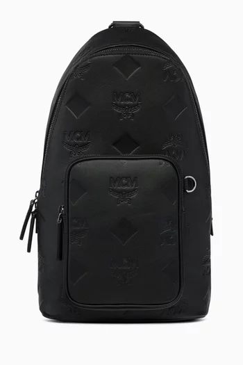 Aren Sling Bag in Embossed Monogram Leather