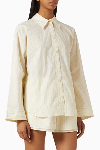 Pleated Striped Shirt in Cotton
