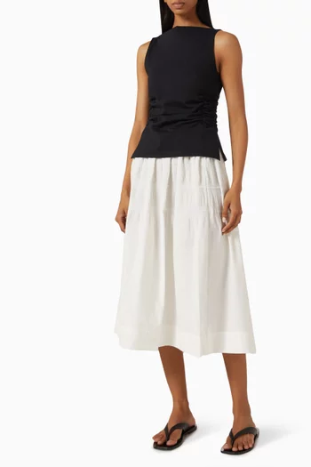 Tiered Gathered Midi Skirt