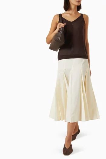 Pleated Midi Skirt in Cotton-linen