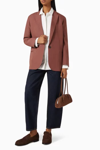 Single-button Blazer in Linen-blend