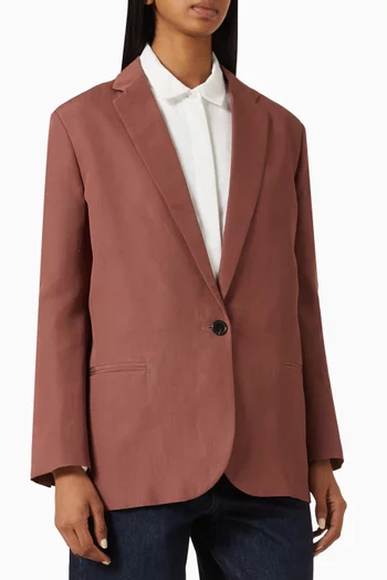 Single-button Blazer in Linen-blend