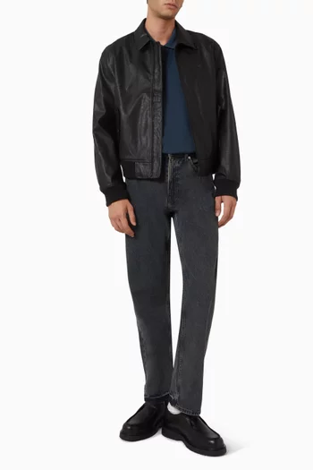 Zip Bomber Jacket in Faux Leather