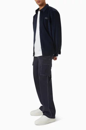Embroidered Shirt in Cotton Corduroy