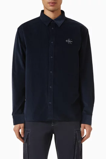 Embroidered Shirt in Cotton Corduroy