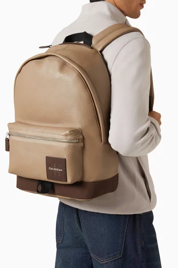 Monologo Round Backpack in Faux Leather