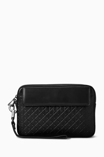 Allover Emblem Logo Pouch in Leather