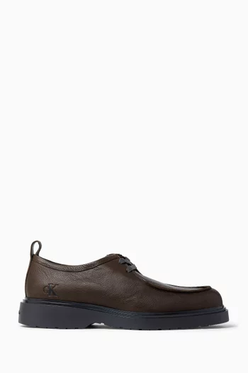 Combat Apron Lace-up Shoes in Tumbled Leather