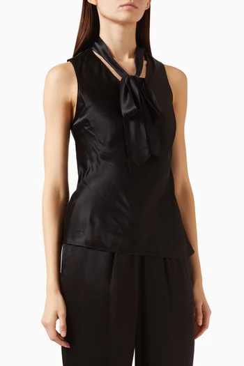 Poppy Tie-neck Top in Satin