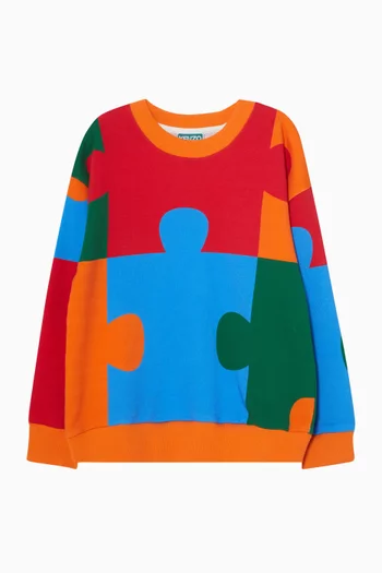 Puzzle Sweatshirt in Cotton Fleece
