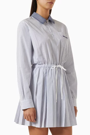 Drawstring-waist Dress in Cotton Poplin