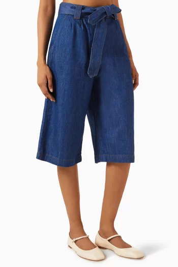 Marcoblue Pleated Bermuda Shorts in Denim