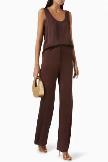 Satel Bootcut Pants in Double Crepe Seersucker