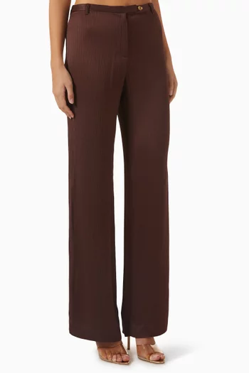 Satel Bootcut Pants in Double Crepe Seersucker