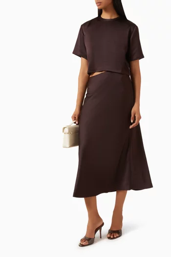 Gilda Midi Skirt in Satin