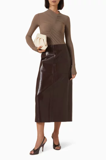 Hikson Midi Skirt in Recycled Leather