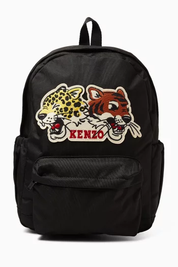 'Animal Fantasy' Embroidered Backpack in Canvas