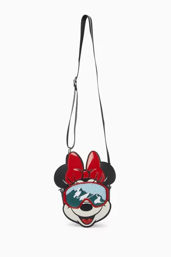 Embroidered Glasses Crossbody Bag in Faux Leather