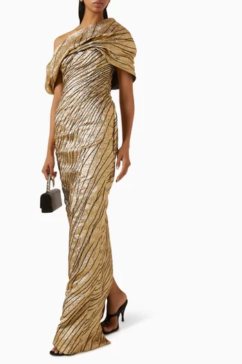 Asymmetric Gown in Brocade