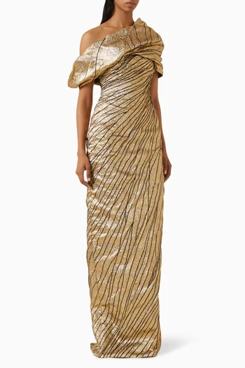 Asymmetric Gown in Brocade