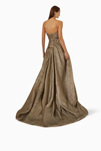 Draped Gown in Jacquard Lurex