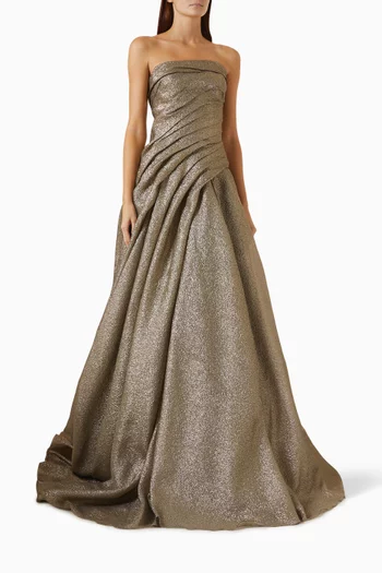 Draped Gown in Jacquard Lurex