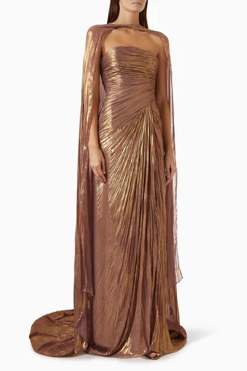 Pleated Cape Gown