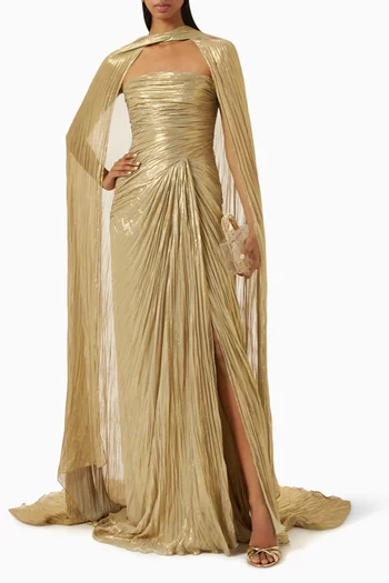 Pleated Cape Gown
