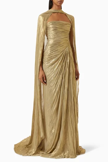 Pleated Cape Gown