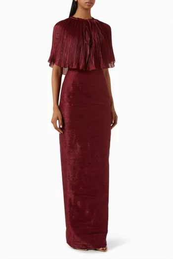 Plissé-cape Gown