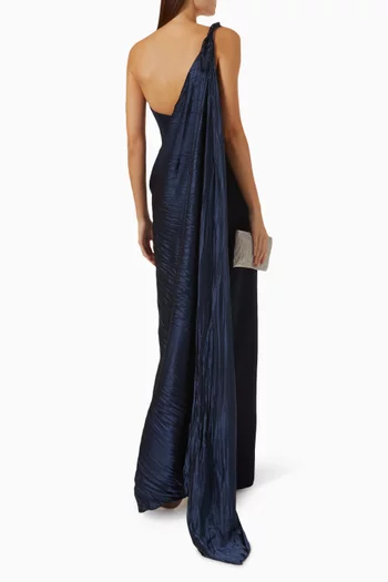 One-shoulder Cape Dress
