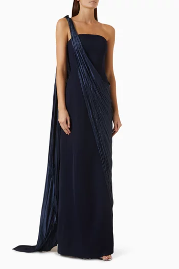 One-shoulder Cape Dress