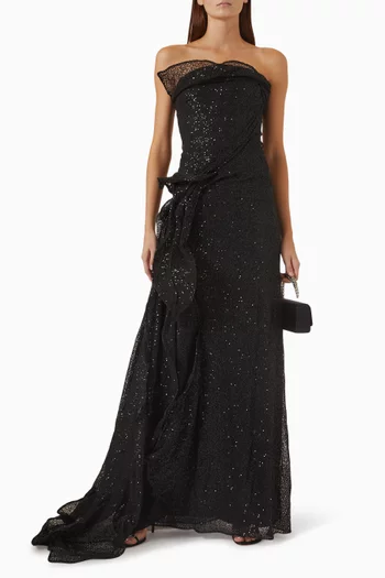 Sequin-embellished Gown in Net Lace